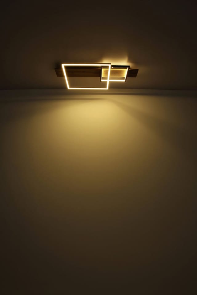 Globo LED-Deckenleuchte Vanni Holzfarben/Schwarz 60 x 40 cm
