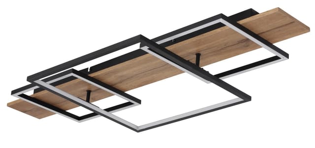 Globo LED-Deckenleuchte Vanni Holzfarben/Schwarz 95 x 40 cm