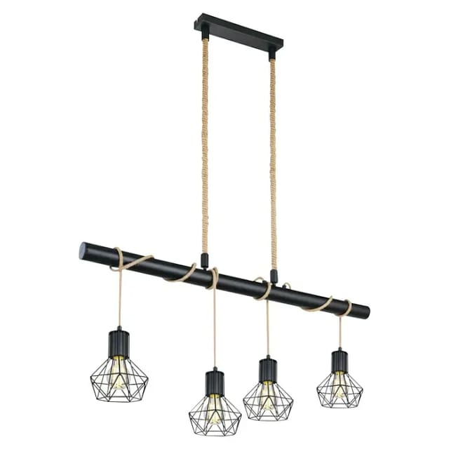 Globo Pendelleuchte Priska 4-flammig Schwarz 1000 x 150 x 1200 mm