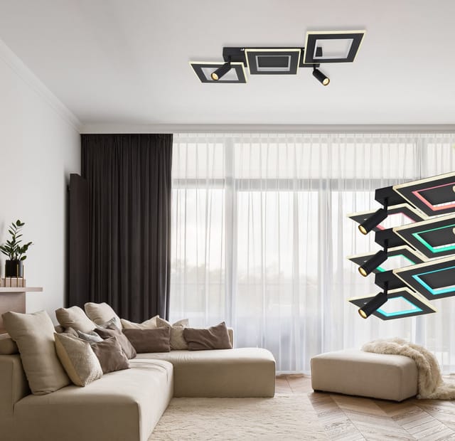 Globo LED-Deckenleuchte Marian 2-flammig Schwarz matt 820 x 560 x 115 mm