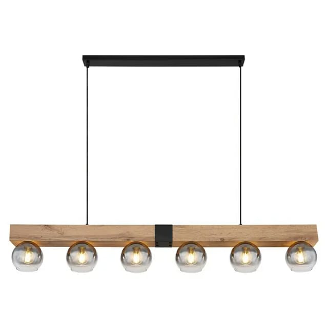 Globo Pendelleuchte Moitas 6-flammig Schwarz matt-Rauchfarben 140 x 15 x 120 cm