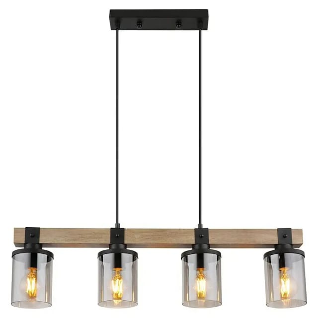 Globo Pendelleuchte 4-flammig Schwarz matt-Rauchfarben 730 x 100 x 1330 mm