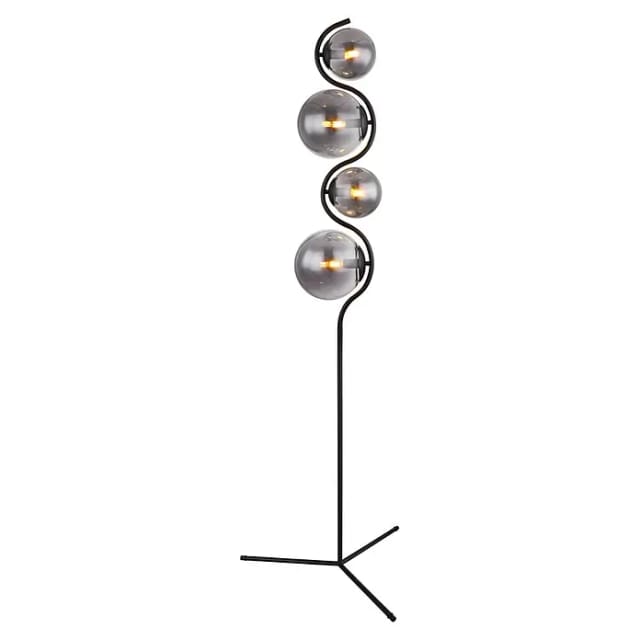 Globo Stehlampe 4-flammig Schwarz matt-Rauchfarben 660 x 1600 mm