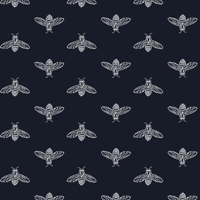 Joules Vliestapete Block Print Bee French Navy Blau FSC®