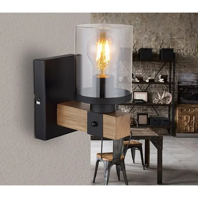 Globo Wandlampe 1-flammig Schwarz matt-Rauchfarben 100 x 225 mm