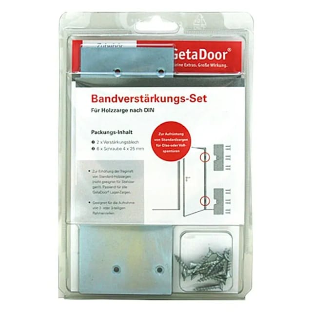 Bandverstärkungsset für Getadoor Zargen (Anwendungsbeispiel Glastüren)