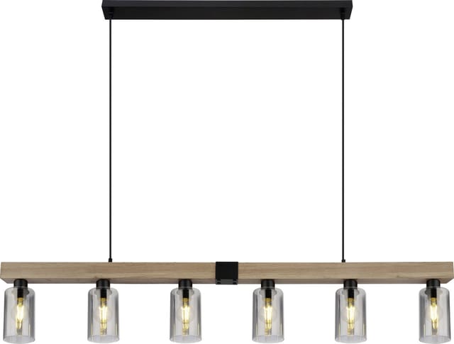 Globo Pendelleuchte Hadera 6-flammig Schwarz matt-Rauchfarben 140 x 10 x 120 cm