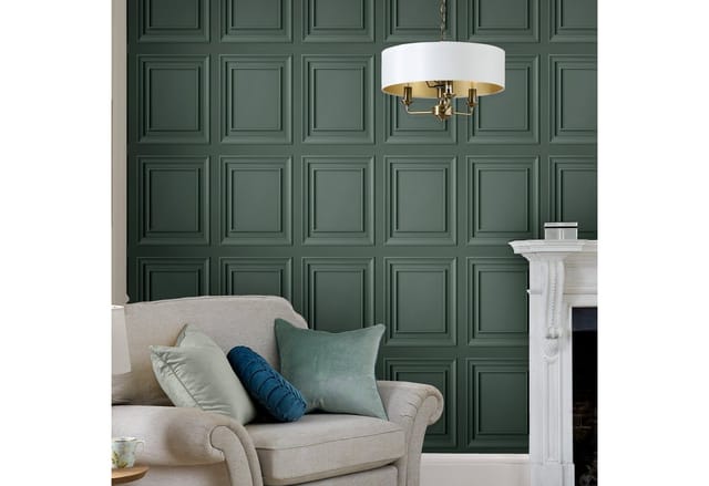 Laura Ashley Vliestapete Redbrook Wood Panel Fern Green Grün FSC®
