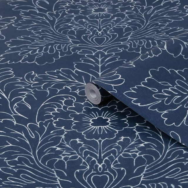 Laura Ashley Vliestapete Silchester Midnight Seaspray Blue Blau FSC®