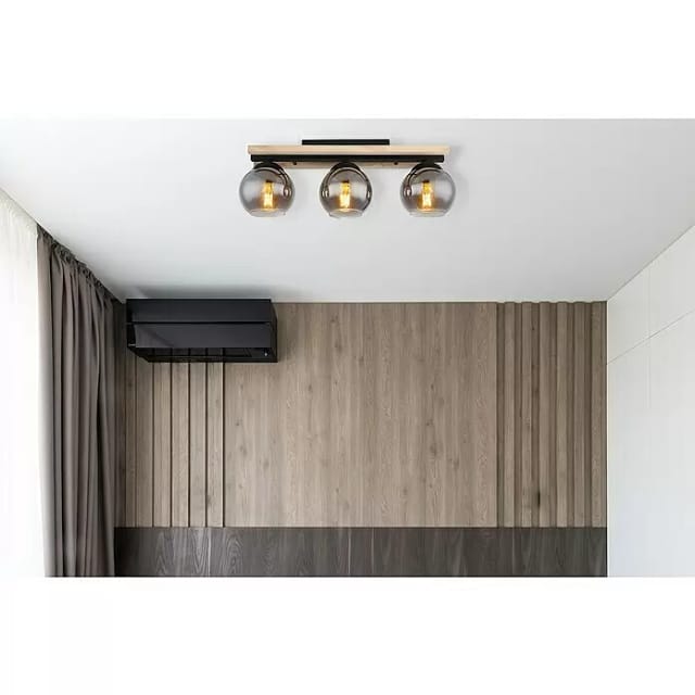 Globo Deckenleuchte 3-flammig Schwarz matt-Rauchfarben 600 x 150 x 205 mm