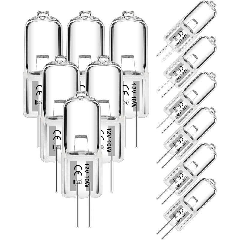 Aougo – 12er-pack G4 10w 12v 2800k Halogenlampen – Warmgelbes Licht – Lebensdauer Bis Zu 2500 Stunden – Für Die Innenbeleuchtung