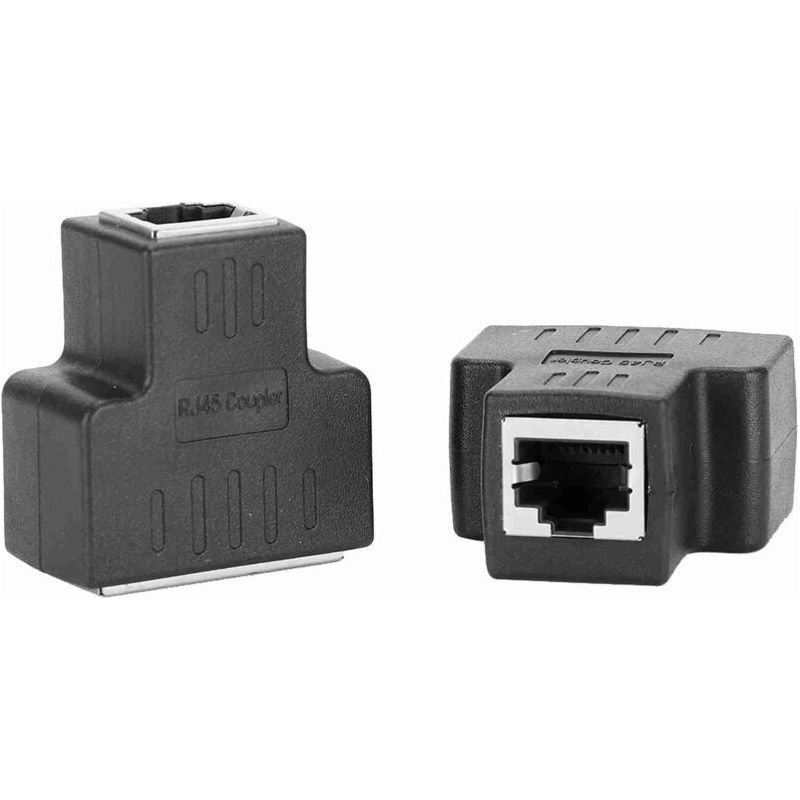 Sjlerst Rj45-koppler, 2-teiliger Ethernet-kabeladapter, 1-in-2-ausgang Rj45-schnittstelle Lan-anschluss-verlängerungskabel-splitter Für Internetkabel