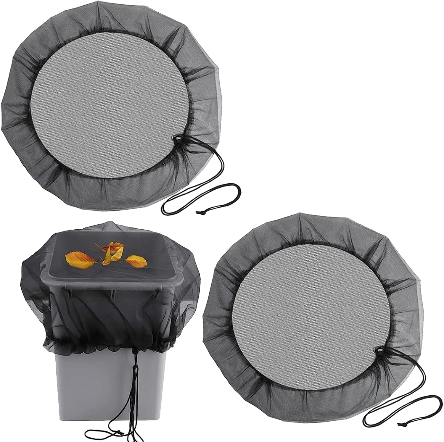 2-teiliges Regentonnennetz, 95 Cm Durchmesser, Regentonnenabdeckung Mit Kordelzug, Verstellbares Schutznetz, Schutz Vor Blättern Und Mücken