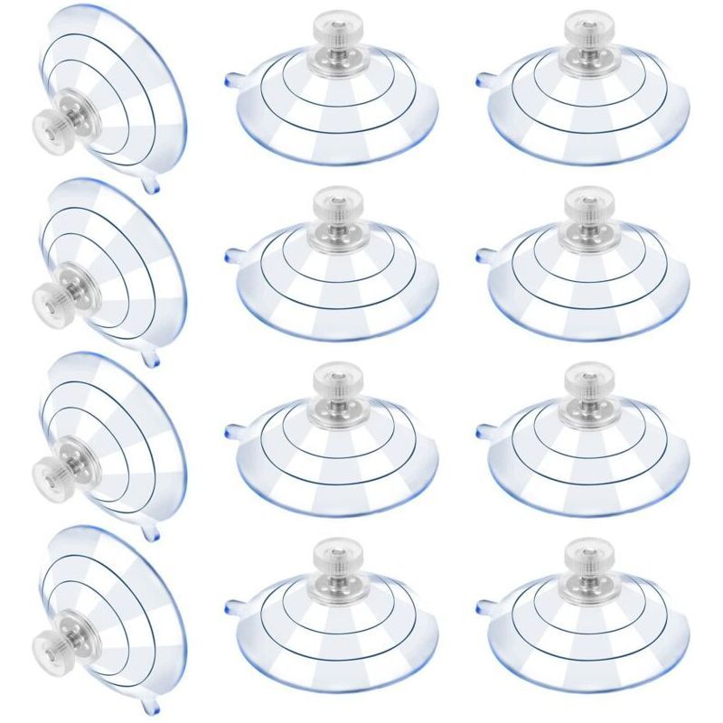 Aougo – 12er-pack Transparente Pvc-saugnäpfe – Sichere Befestigung Mit Metallschrauben – Für Glatte Und Saubere Oberflächen – Hohe Maximale Tragkraft – 60m5-10