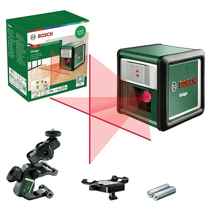 Bosch Kreuzlinienlaser Quigo mit Universalklemme MM 2