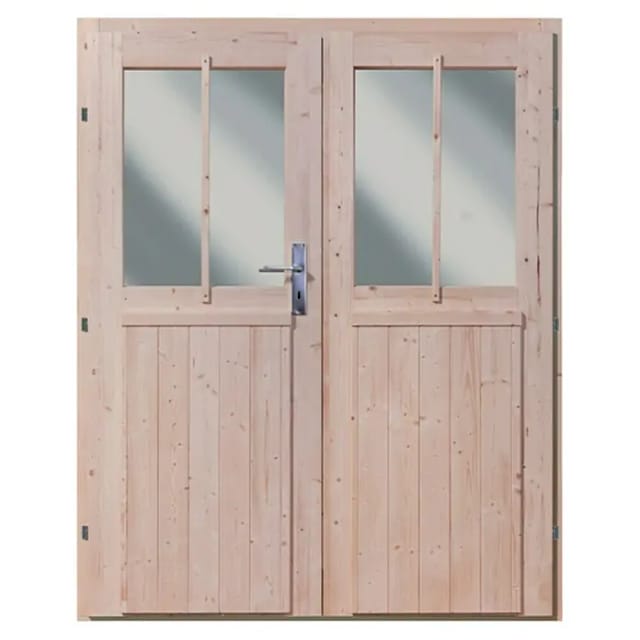 Karibu Zusatztür für Holz-Gartenhaus Kristiansund inkl. aller Beschläge Natur
