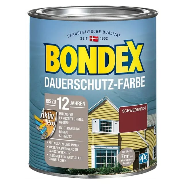 Bondex Dauerschutz-Farbe Schwedenrot seidenglänzend 750ml