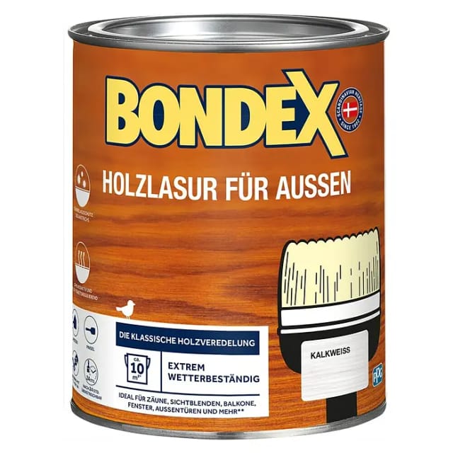 Bondex Holzlasur für Aussen Kalkweiss seidenglänzend 750 ml