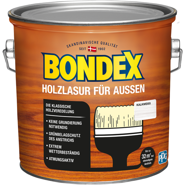 Bondex Holzlasur für Aussen Kalkweiss seidenglänzend 2,5,