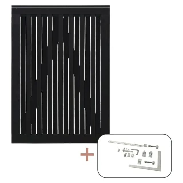 Plus Holz Einzeltor Nagano Nadelholz Schwarz 100 cm x 140 cm