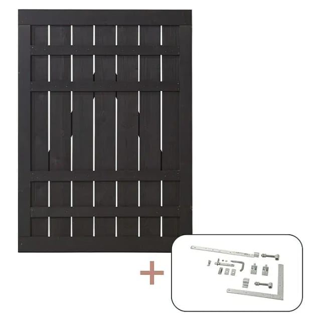Plus Holz Einzeltor Rustik Nadelholz Schwarz 100 cm x 138 cm