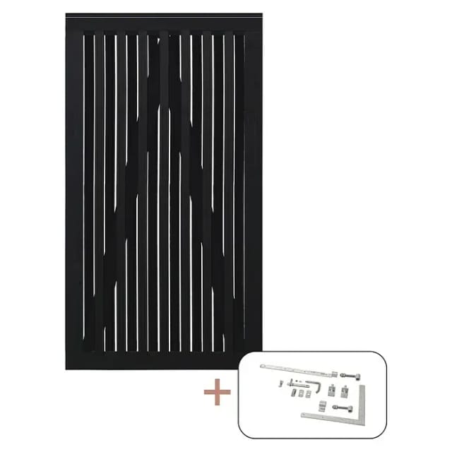 Plus Holz Einzeltor Nagano Nadelholz Schwarz 100 cm x 180 cm