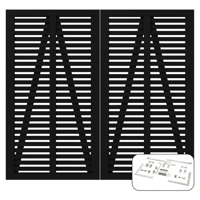 Plus Holz Doppeltor Harmoni Nadelholz Schwarz 200 cm x 180 cm