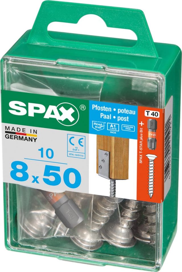 Spax-Pfostenschraube Blank 8 mm x 50 mm 10 Stück