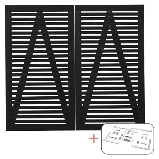 Plus Holz Doppeltor Tokyo Nadelholz Schwarz 200 cm x 180 cm
