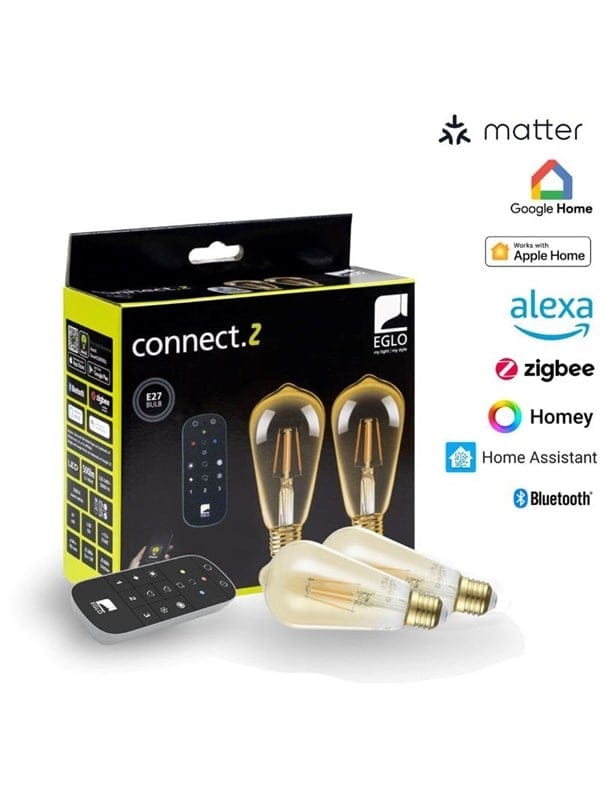 Eglo LED Leuchtmittel ST64 Warmweiß Set 2 Stk. E27 5,5W inkl. Fernbed. Filament