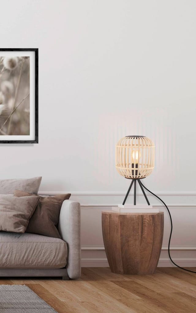 Eglo Tischleuchte Bordesley 1-flammig Schwarz-Natur E27 28 W