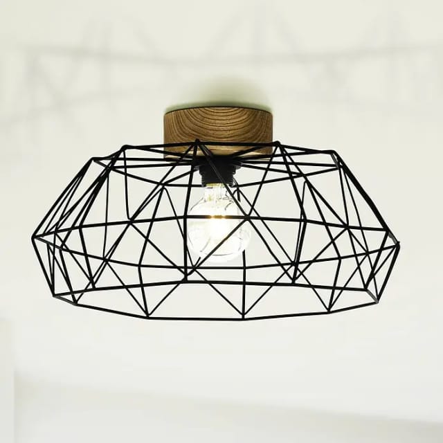 Eglo Deckenleuchte Padstow 1-flammig Schwarz-Natur E27 60 W