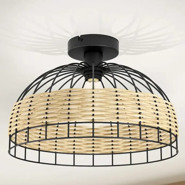 Eglo Deckenleuchte Anwick 1-flammig Schwarz-Natur E27 60 W