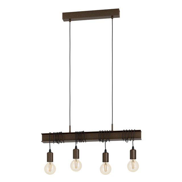 Eglo Hängeleuchte Townshend 4 4-flammig E27 60W Antik-Braun-Schwarz