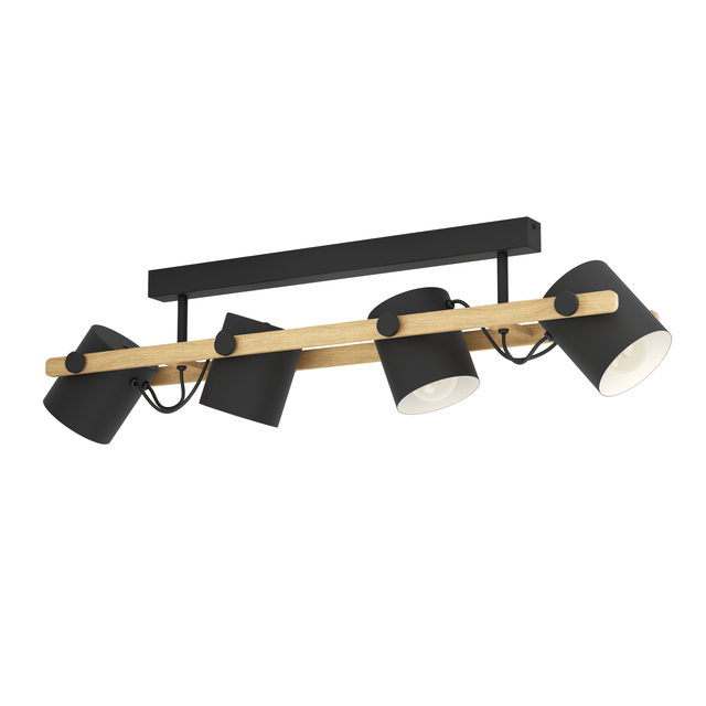 Eglo Deckenleuchte Hornwood 4-flammig Schwarz-Creme-Braun E27 28 W