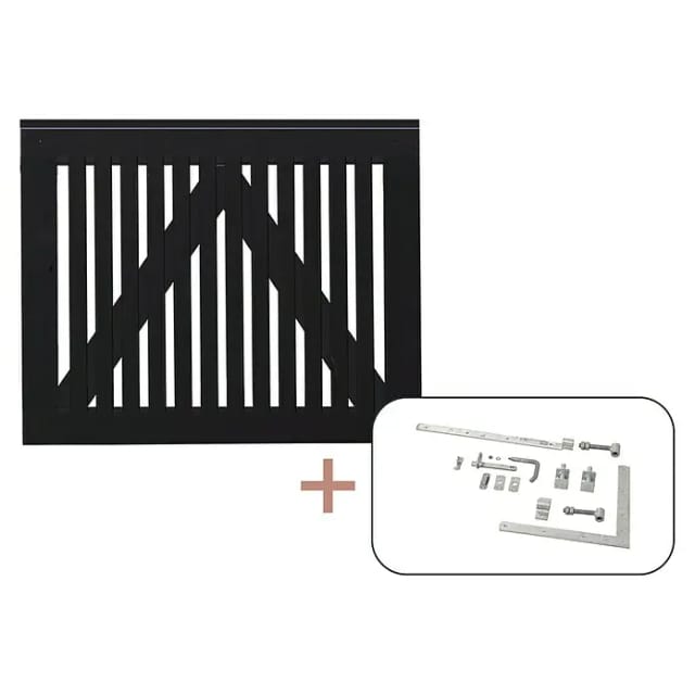 Plus Holz Einzeltor Sendai Nadelholz Schwarz 100 cm x 80 cm