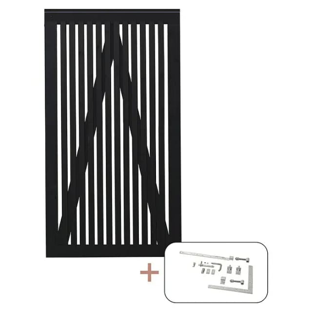 Plus Holz Einzeltor Sendai Nadelholz Schwarz 100 cm x 180 cm