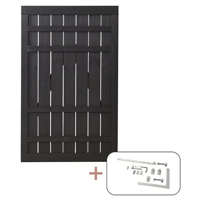 Plus Holz Einzeltor Rustik Nadelholz Schwarz 100 cm x 158 cm
