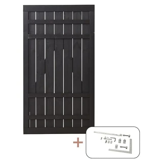 Plus Holz Einzeltor Rustik Nadelholz Schwarz 100 cm x 180 cm