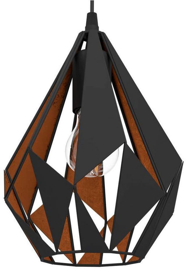 Eglo Hängeleuchte Carlton 1 1-flammig Schwarz-Kupfer Ø 205 mm E27 60 W