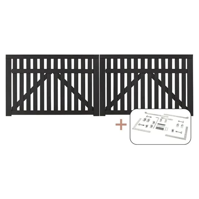 Plus Holz Doppeltor Country Nadelholz Schwarz 300 cm x 98 cm