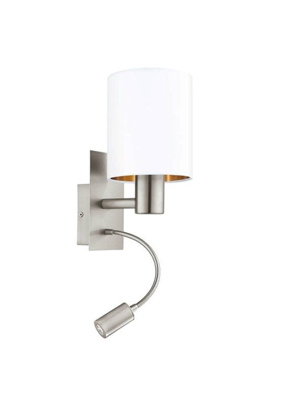 Wandleuchte Pasteri 2-flammig E27 60W und LED 1x3,8W Nickel matt Weiß Kupfer