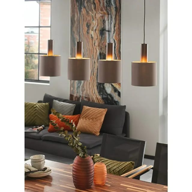 Eglo Hängeleuchte Concessa 1 4-flammig E27 60W Dunkelbraun-Cappuccino-Gold