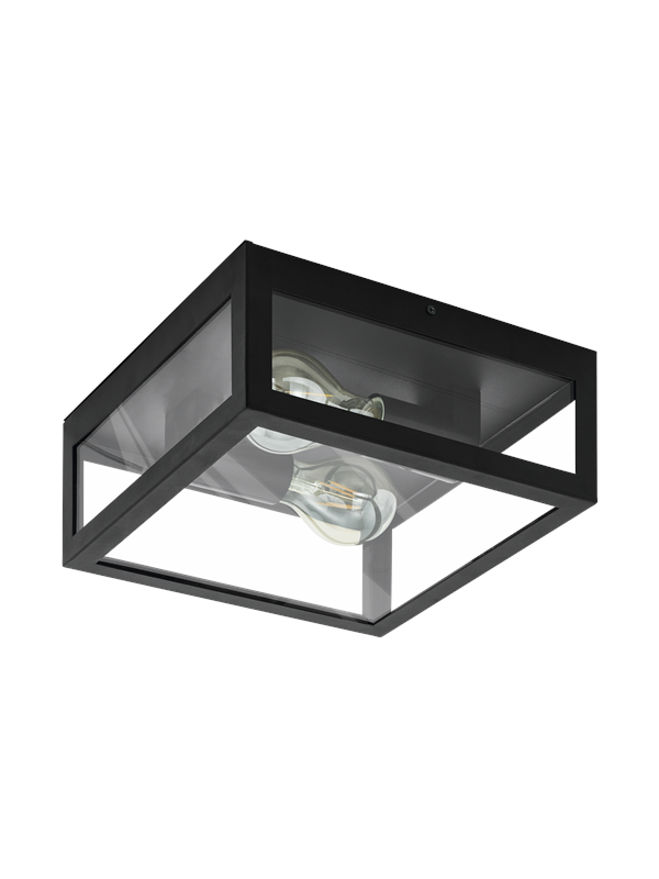 Eglo Deckenleuchte Amezola 2-flammig Schwarz klar E27 40W