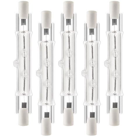Packung Mit 5 Linearen Halogenlampen R7s 118 Mm 200 W 230 V Mit Dimmbarer Lichtstärke.
