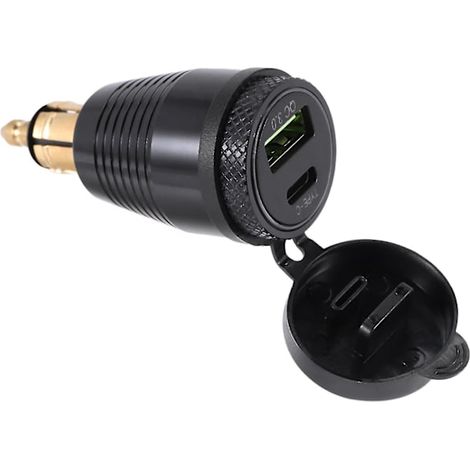 Wasserdichtes Motorradladegerät Mit Din-schnittstelle, Qc3.0 Usb-ladegerät Und 30w Pd Typ-c Schnellladeadapter.