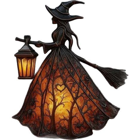 Hexenlaterne Als Tischlampe, Hexenfigur Aus Kunstharz Mit Led-licht, Vintage-dekolampe Für Halloween, Gruseliges Nachtlicht