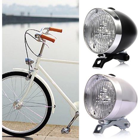 Fahrrad-frontlicht – Retro-stil – 3 Leds – Batteriebetrieben – 2 Leuchtmodi – Inkl. Montagehalterung