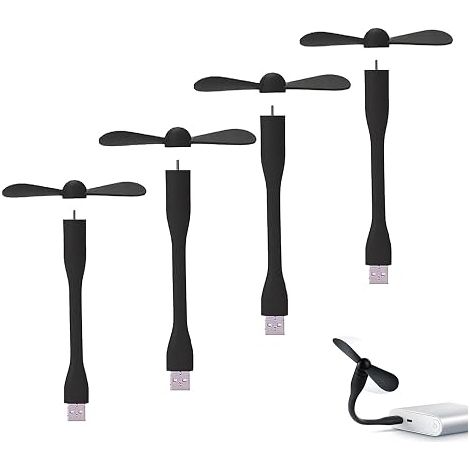 Mini-usb-ventilator, Tragbarer Taschenventilator Mit Usb-a-anschluss, Kleiner, Leiser Kühler, Für Zuhause, Büro, Auto, Reisen Im Freien - 4er-pack (schwarz)