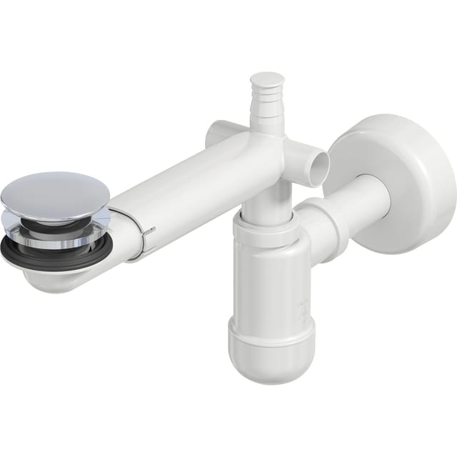 Prevex Preloc Raumspar-Siphon Ø 32 mm Weiß mit Pop-Up-Ventil Chrom